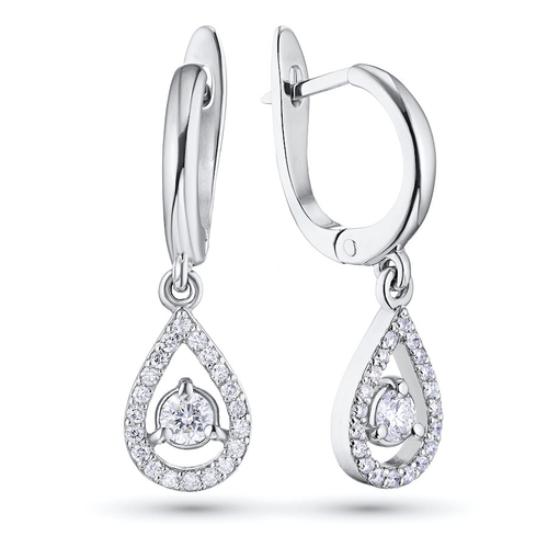 14K White Gold Earrings with 42 Round-Cut Lab-Created Diamonds 1.22