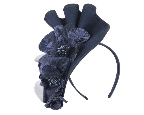 Large navy felt flower winter fascinator