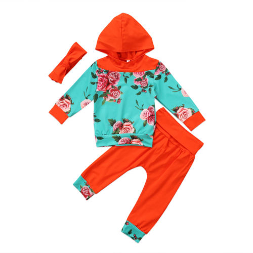 3pcs Cute Floral Clothes Newborn Baby Girl Long