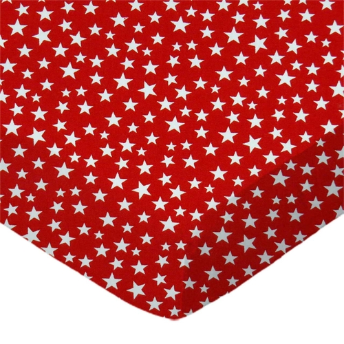 SheetWorld Fitted Crib Sheet - 100% Cotton Woven - Stars Red, Made In