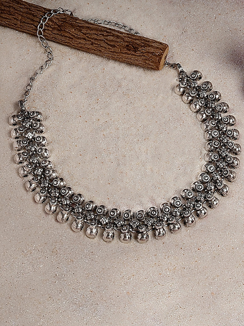 Silver Plated Tribal Oxidised Necklace