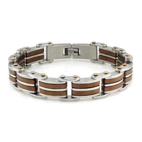 Stainless Steel Two-Tone Coffee Bracelet