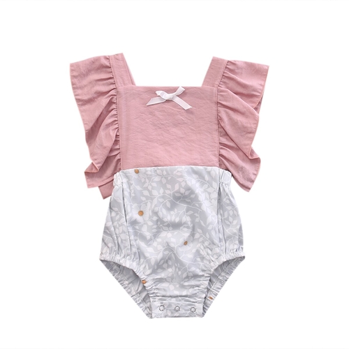 Infant Baby Girls Floral Ruffle Bodysuit Babies