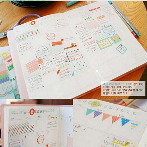 6 pcs/lot Rainbow Colored Paper Sticker Planner