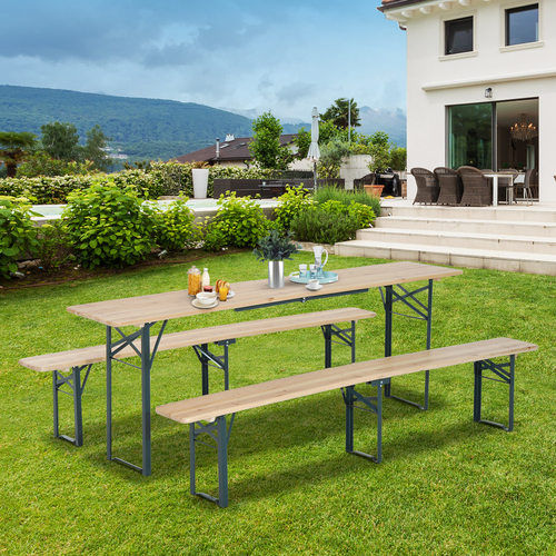 Outsunny Folding Picnic Table Bench Set Camping Garden BBQ Party