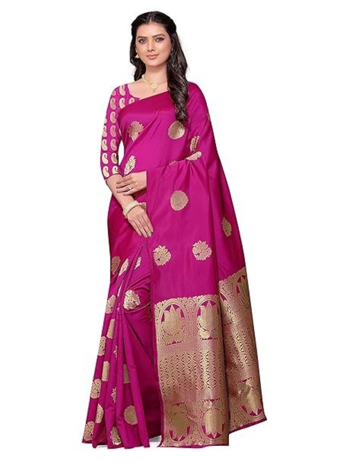 Women's Jacquard Art Silk Saree With Blouse Piece (GC_92 PINK_Pink)