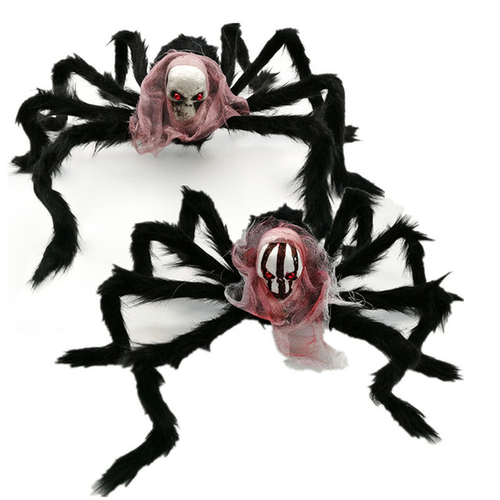 1PC Halloween Simulation Ghost Head Plush Spider