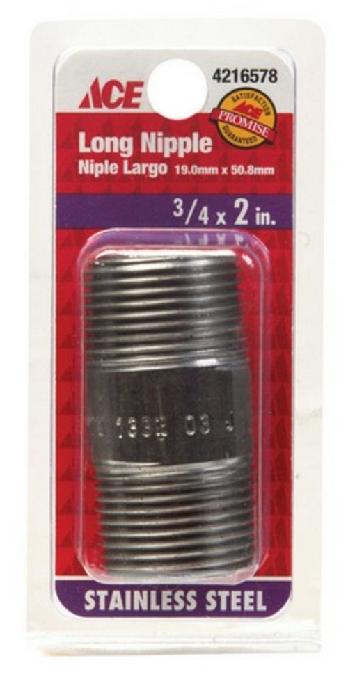 Smith-Cooper S8344NI006020CS 0.75 x 2 in. Stainless Nipple