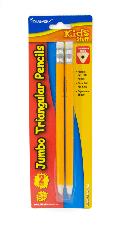 A+ Homework Triangular Pencils - 2 Count, Yellow, Pre-sharpened