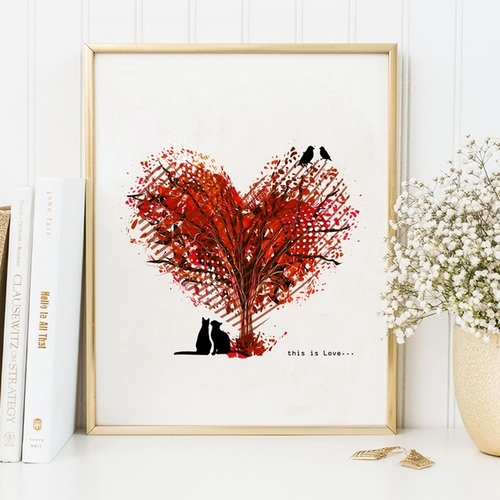 Tree Art Print Poster Wall Pictures,  Love With