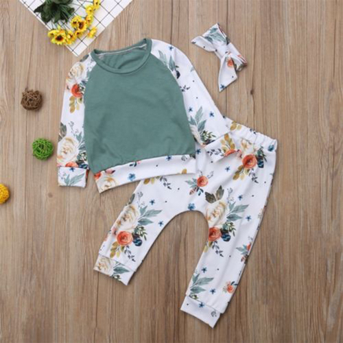 Newborn Kid Baby Girl Floral Clothes Set Tops Full