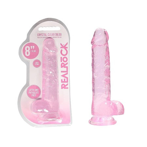RealRock Crystal Clear Realistic 8 in. Dildo With Balls and Suction