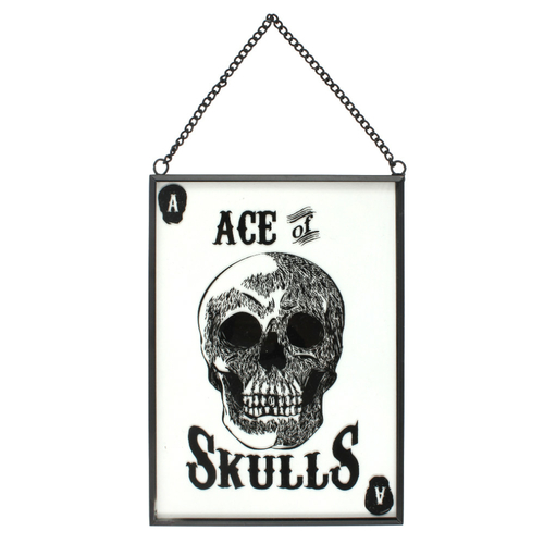 Glass Ace Of Skulls Hanging Sign
