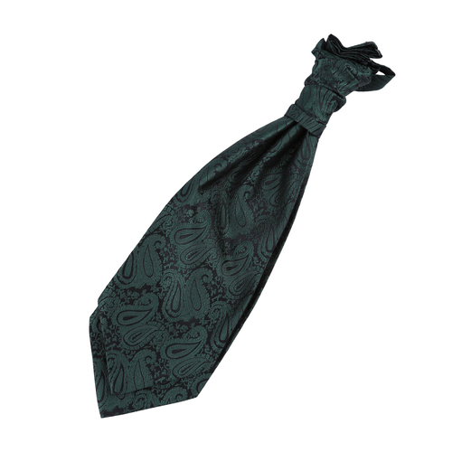 Paisley Pre-Tied Ruche Cravat - Emerald Green