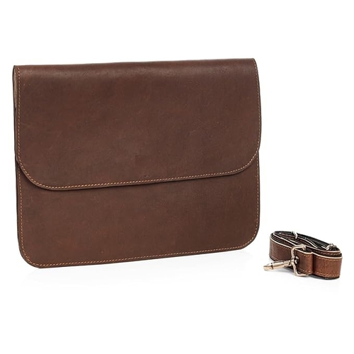 Geneuine leather Laptop Office Bag (Size-14INCH) (Color-DARK BROWN)