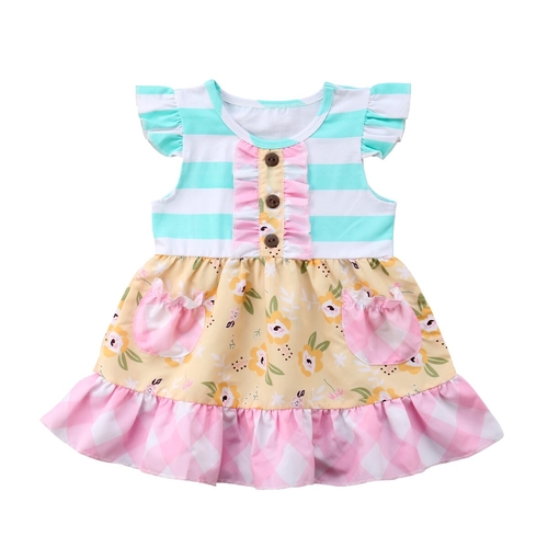 Cute Newborn Kids Baby Girls Striped Flower