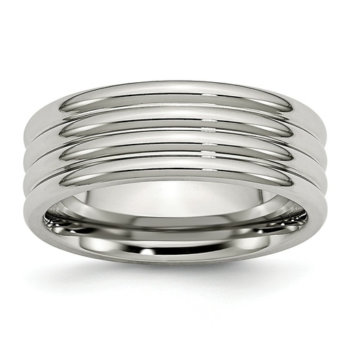 Bridal SR26-12.5 8 mm Stainless Steel Grooved Polished Band - Size 12.