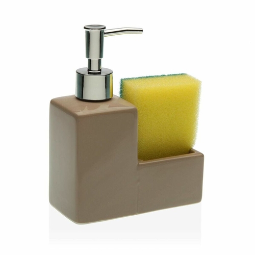 Soap Dispenser Versa Beige Scourer Ceramic (6 x 16,5 x 13 cm) (13 x 6