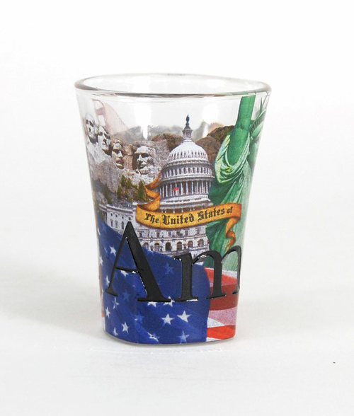 Americaware SGUSA01 America-USA Full Color  Etched  Shot Glass