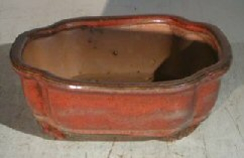 Parisian Red Ceramic Bonsai Pot - Rectangle6.125" x 4.5" x 2.125"