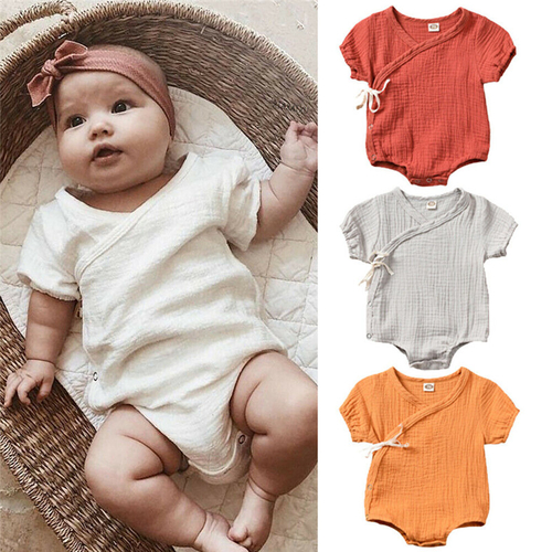 Casual Newborn Baby Boys Girl Solid Bodysuit Solid