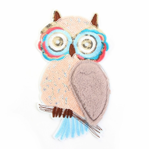 1PC Paillette Sequin Patches Owl Badge Great Sew