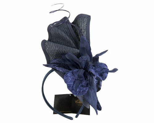 Bespoke navy fascinator with flower