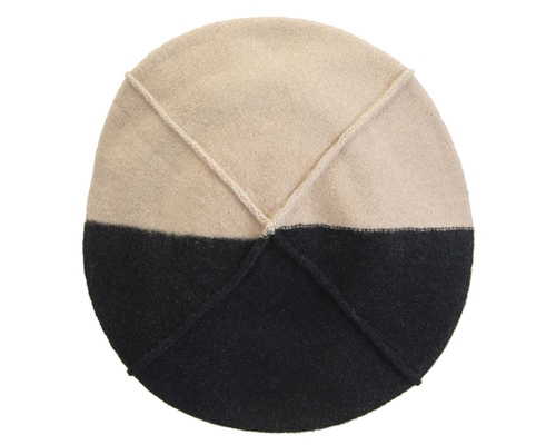 Beige & black winter french beret