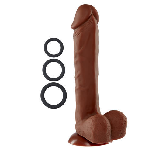 9" Silicone Pro Odorless Dong - Brown