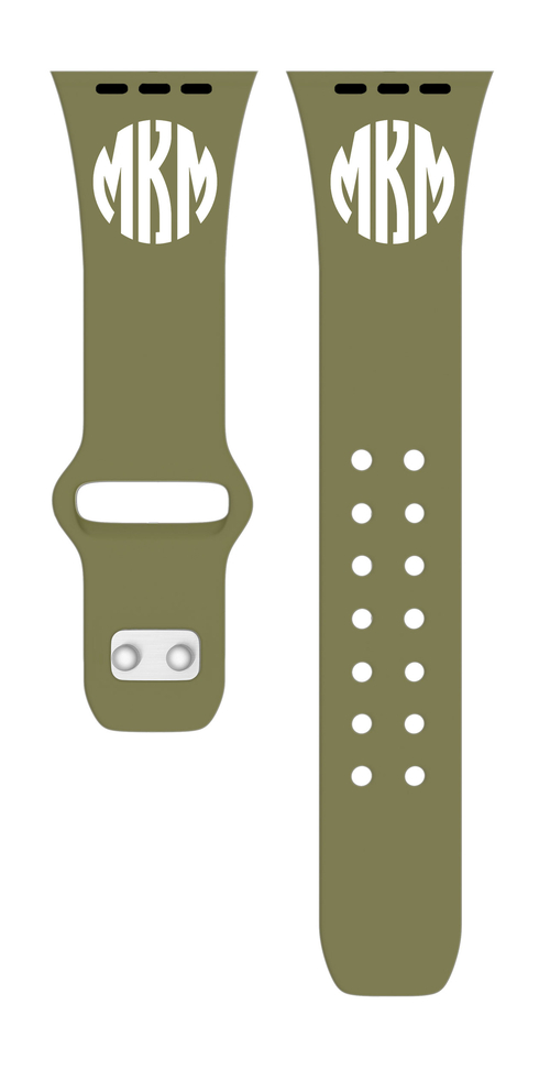 Custom Monogram HD Olive Watch Band Compatible with Apple Watch