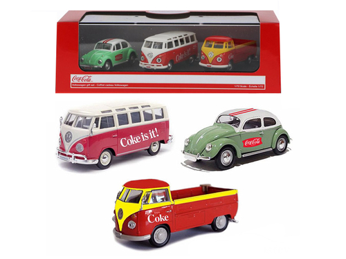 Volkswagen Coca Cola 3 Piece Gift Set 1/72 Diecast Car Models by