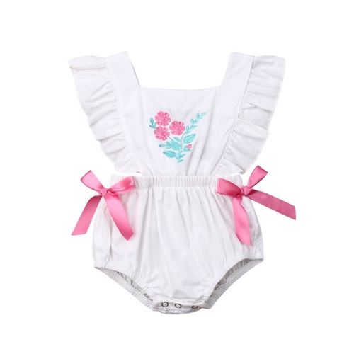 Pretty Newborn Baby Girls Embroidered Bodysuit