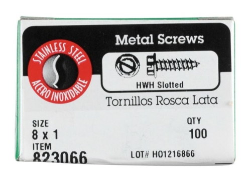 Hillman 823066 8 x 1 in. Hex Head Sheet Metal Screws  Stainless Steel 