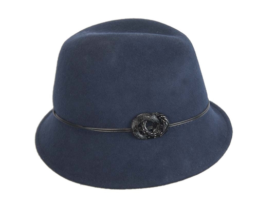 Navy ladies fashion felt trilby hat