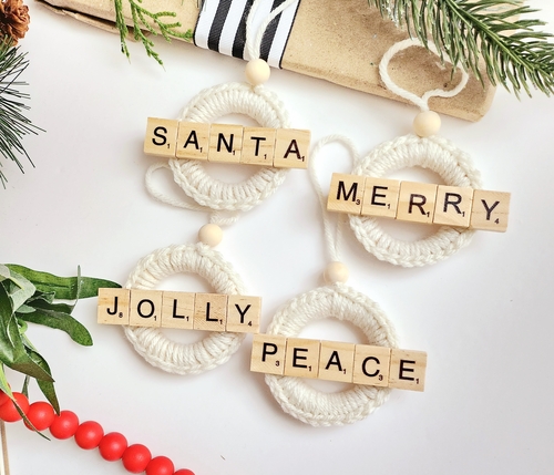 Scrabble Wreath Ornament