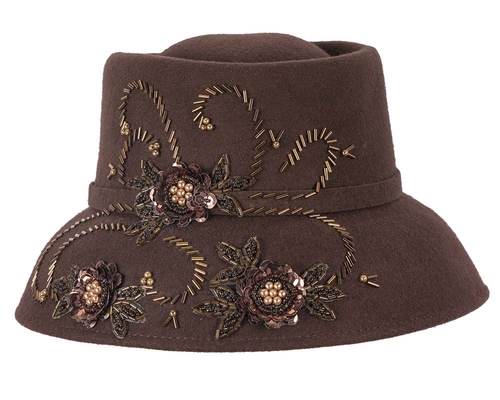 Chocolate felt bucket fashion hat