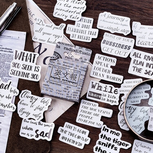 46PCS/PACK Retro Newspaper Sticker Marker Planner