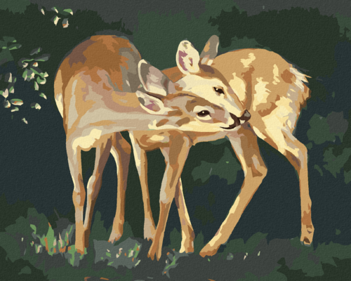 Zuty - Paint by Numbers - DEER AND A KISS (D. RUSTY RUST), 40x50 cm