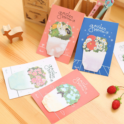 3Pcs/lot Cute Kawaii Flowers Notebook Memo Pad