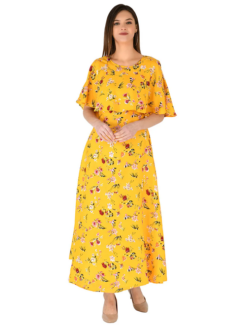 Women Fit and Flare Mustard Dress (Size XL)
