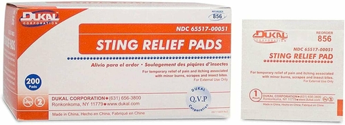 Dukal Sting Relief Pads. Case of 200 Anesthetic Pads for Burns,