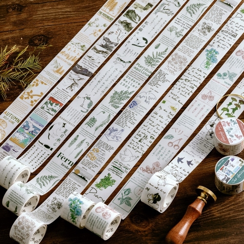 3cm*3m Retro Plant Leaf Transparent Washi Tape