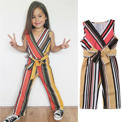 Fashion Kids Baby Girls Jumpsuits Striped