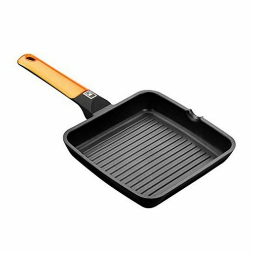 Grill pan with stripes BRA A281422 Ø 28 cm Black Orange Stainless