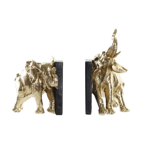 Bookend DKD Home Decor Golden Elephant Resin Colonial (22 x 15 x 25