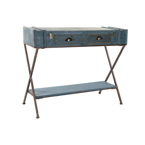 Side table DKD Home Decor Blue Metal Birch 101 x 42 x 82 cm