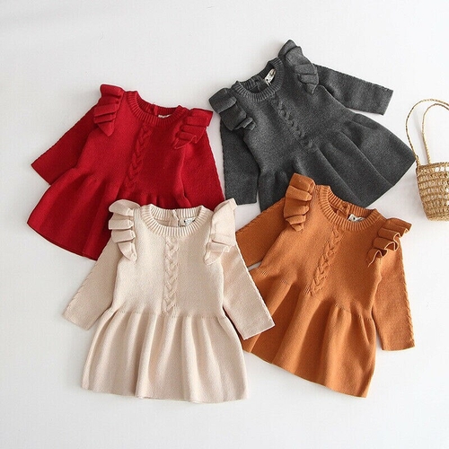 Fashion Baby Girl Knit Dress For Autumn Winter