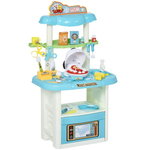 Qaba 43 PCS Pet Vet Dentist Playset Kids Medical Toy Set Doctor Kit