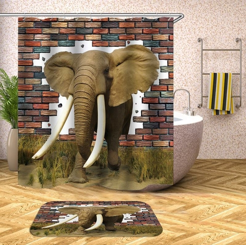 Elephant Breaks Its Way To Freedom Shower Curtain