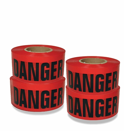 4 Rolls of Barricade Tape 3”, Red and Black Danger Tape Roll 1000